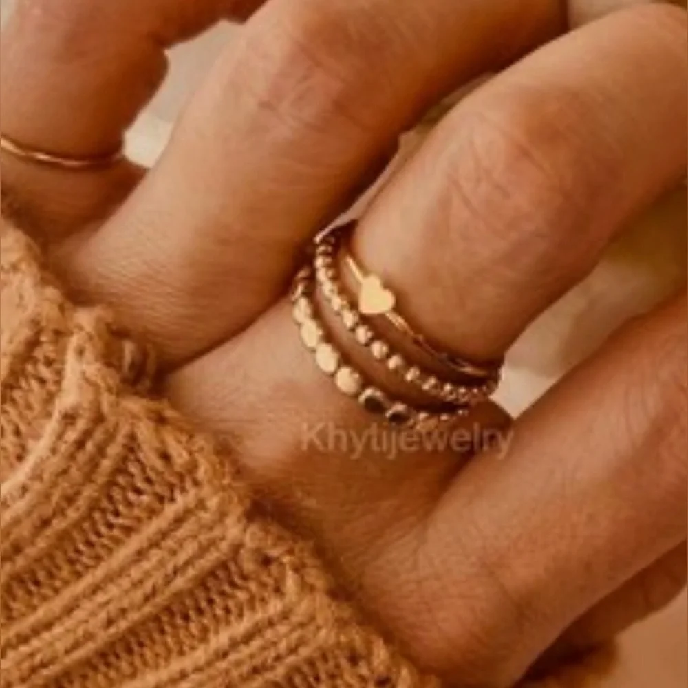 Gold Stacking Rings Set of 3 Yellow. Gold Plated.